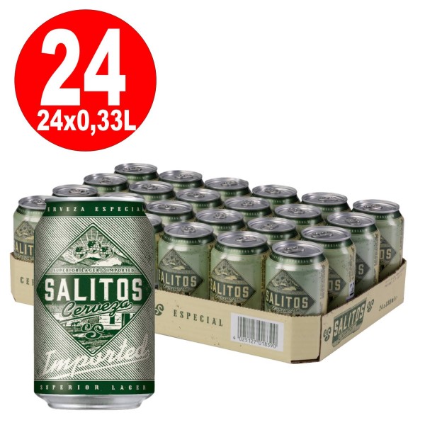 24 boîtes de conserve de 0,33 L San Miguel Especial Lager Espagnole 5% Vol, dépôt inclus - jetable