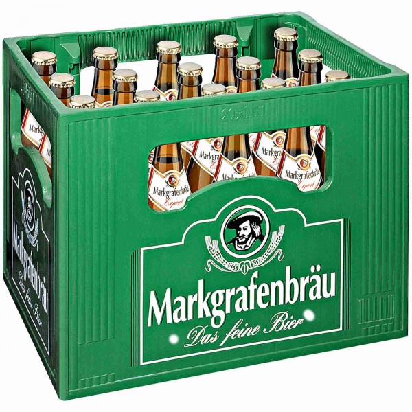 20 x Markgrafenbraeu Pilsener 0,5 L - 4,7% d'alcool Boîte d'origine