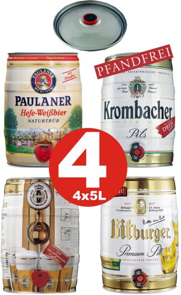 4 x Différentes sortes Fut de bière Allemande 5 litres de teneur