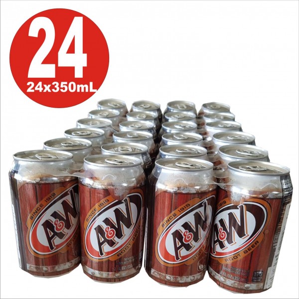 Boîtes 24x0,350mL A & W Rootbeer Softdrunk des États-Unis, y compris un dépôt de 6 Euro DPG