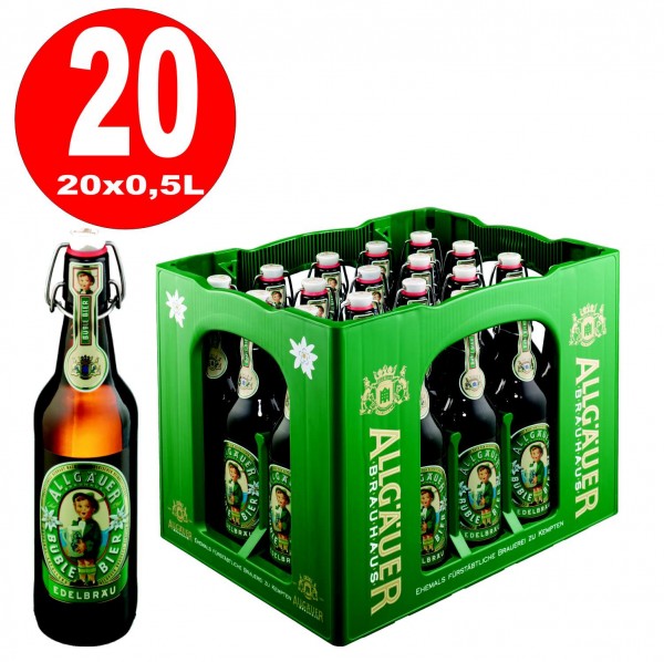 20 x Allgäu Büble Le brillant Edelbräu 0,5 L 5,5% vol. Boîte d'origine MULTIWAY