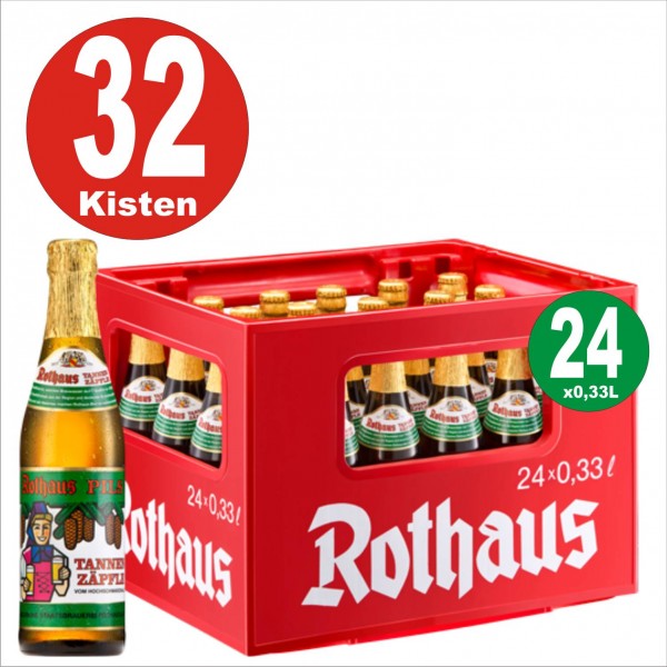 32 boîtes = 24 x Rothaus Tannenzaepfle 0,33 L - alcool à 5.1% Euro palette sur boîte d'origine