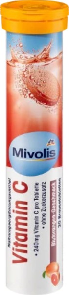 Mivolis 35 x Comprimés effervescents de Vitamine C, 20 pièces, Complément alimentaire 82 g