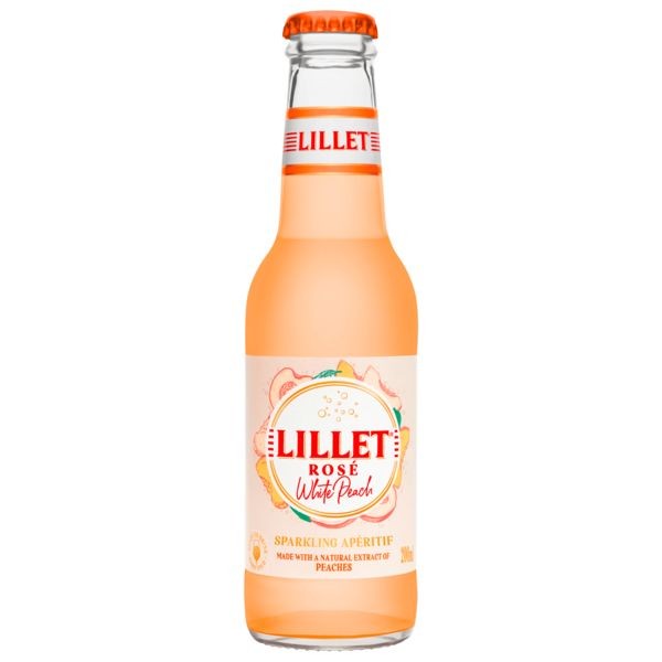 12 x Boisson mixte Lillet Rosé Pêche Blanche 10,3% vol. Flacon en verre de 200 ml